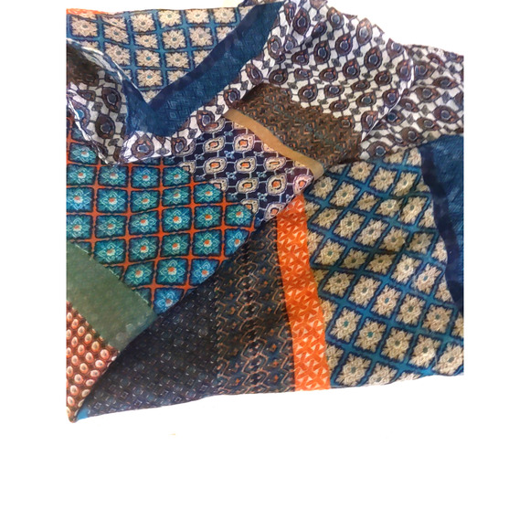 Infinity Scarf 68 X 20" Green Red Gray Stripe Summer Colors - Picture 6 of 6